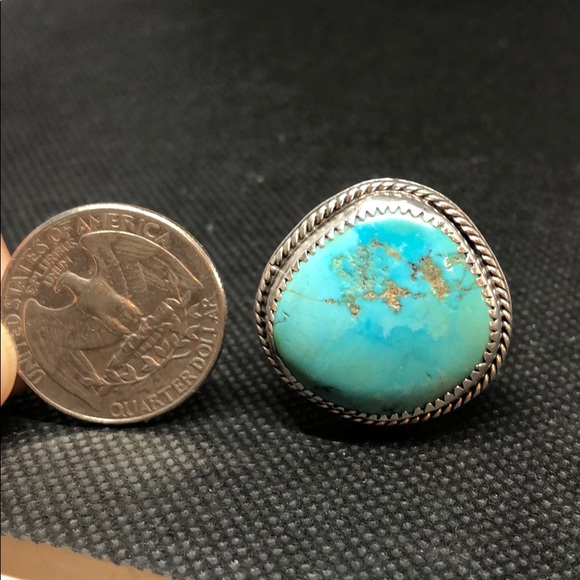 Large  Native American Navajo turquoise ring - Picture 5 of 6
